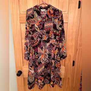 Jade  Long Sleeve  Dress with Multicolored Floral Print